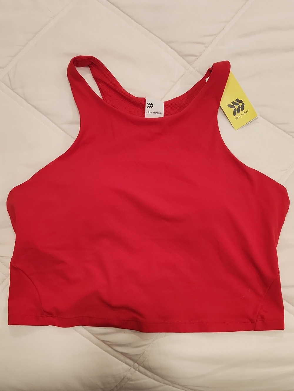 all in motion Bright Red High-Neck Crop Sports Tank